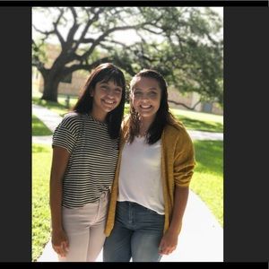 WHITE SHIRT AND YELLOW SWEATER!!